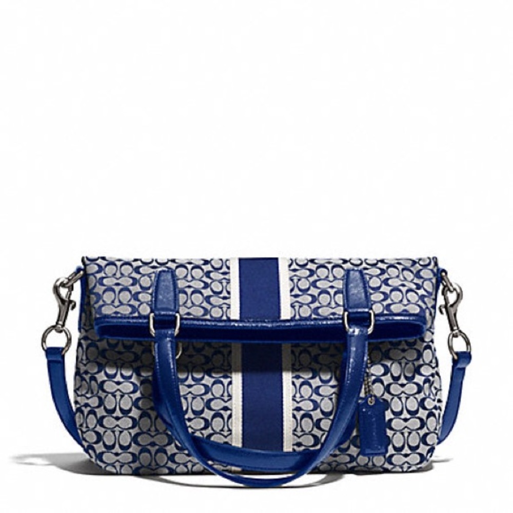Coach Signature Stripe 6cm Foldover Crossbody